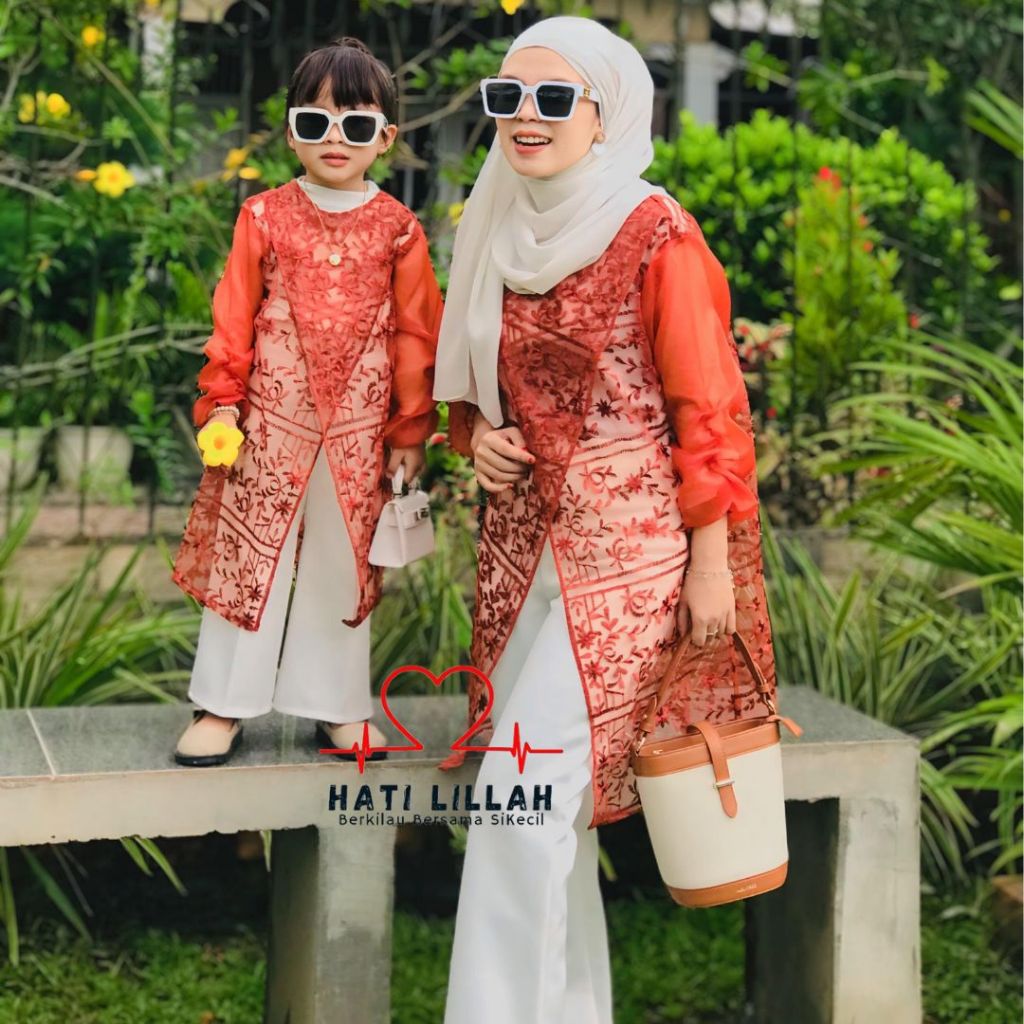 Hati Lillah Outer Brokat Tunik Brukat Kondangan Couple Ibu Dan Anak Usia 1-13 thn Outer Zize Brukat