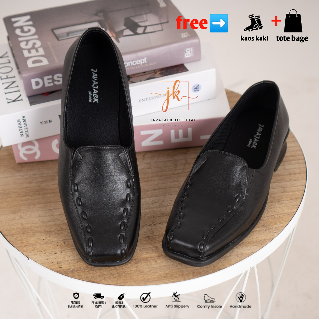 SEPATU PANTOFEL WANITA HITAM HAK 3CM