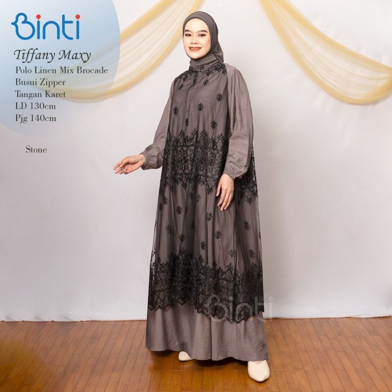 New Gamis brokat jumbo wanita kekinian ld 130 Tiffany dress ORI binti