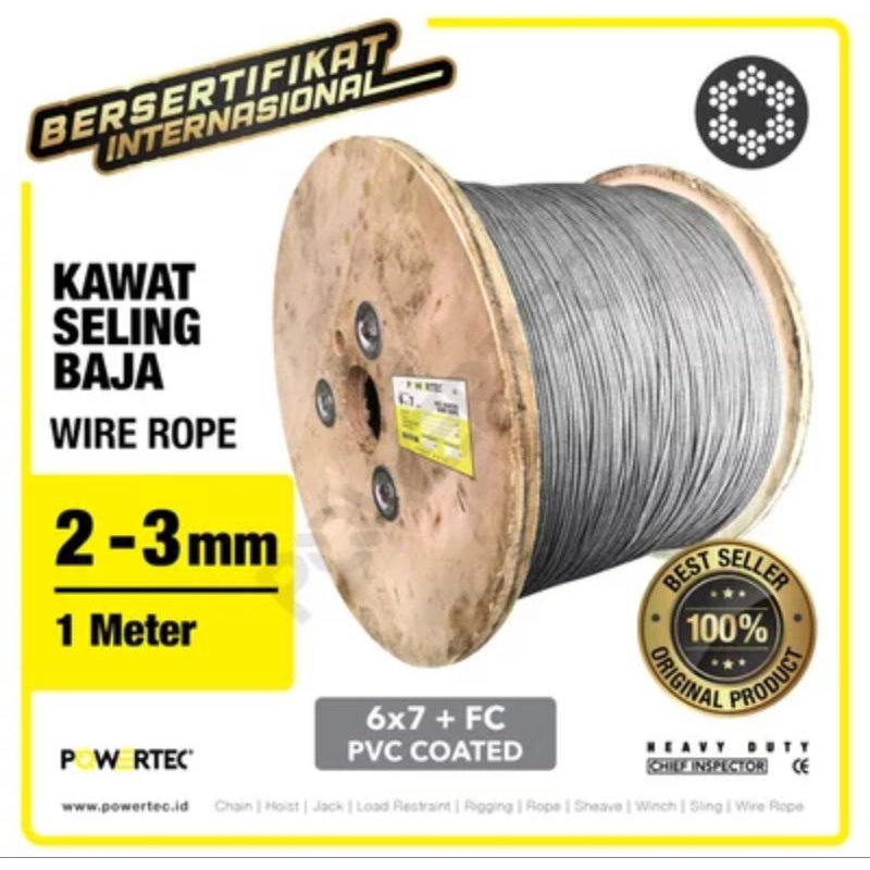 Tali sling baja galvanis 3mm / wirerope 3mm