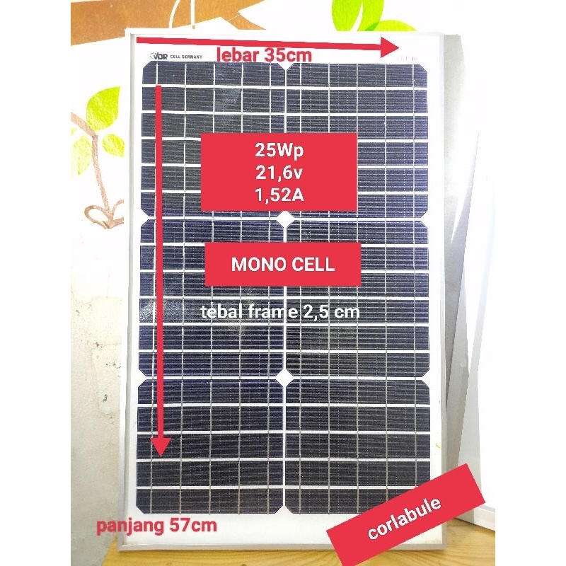 Papan Solar Panel 25Wp / 21,6V Mono Cell