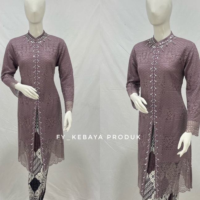 Extra Kebaya tunik brokat kerah sanghai kebaya tunik modern kombinasi payet
