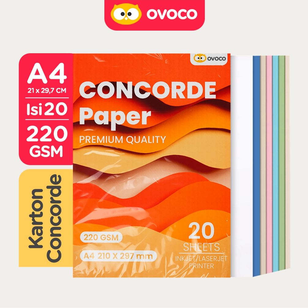 

( ISI 10 & 20 ) Karton Concorde A4 220gsm ovoco