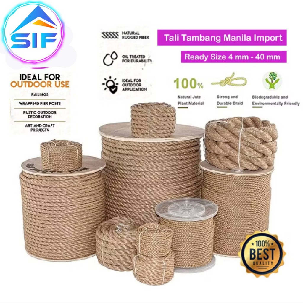 

Tali Tambang Kecil 10mm 12mm 14mm Permeter Tali Manila Goni Dadung Coklat Tali Serabut Kerajinan Aesthetic DIY Kuat