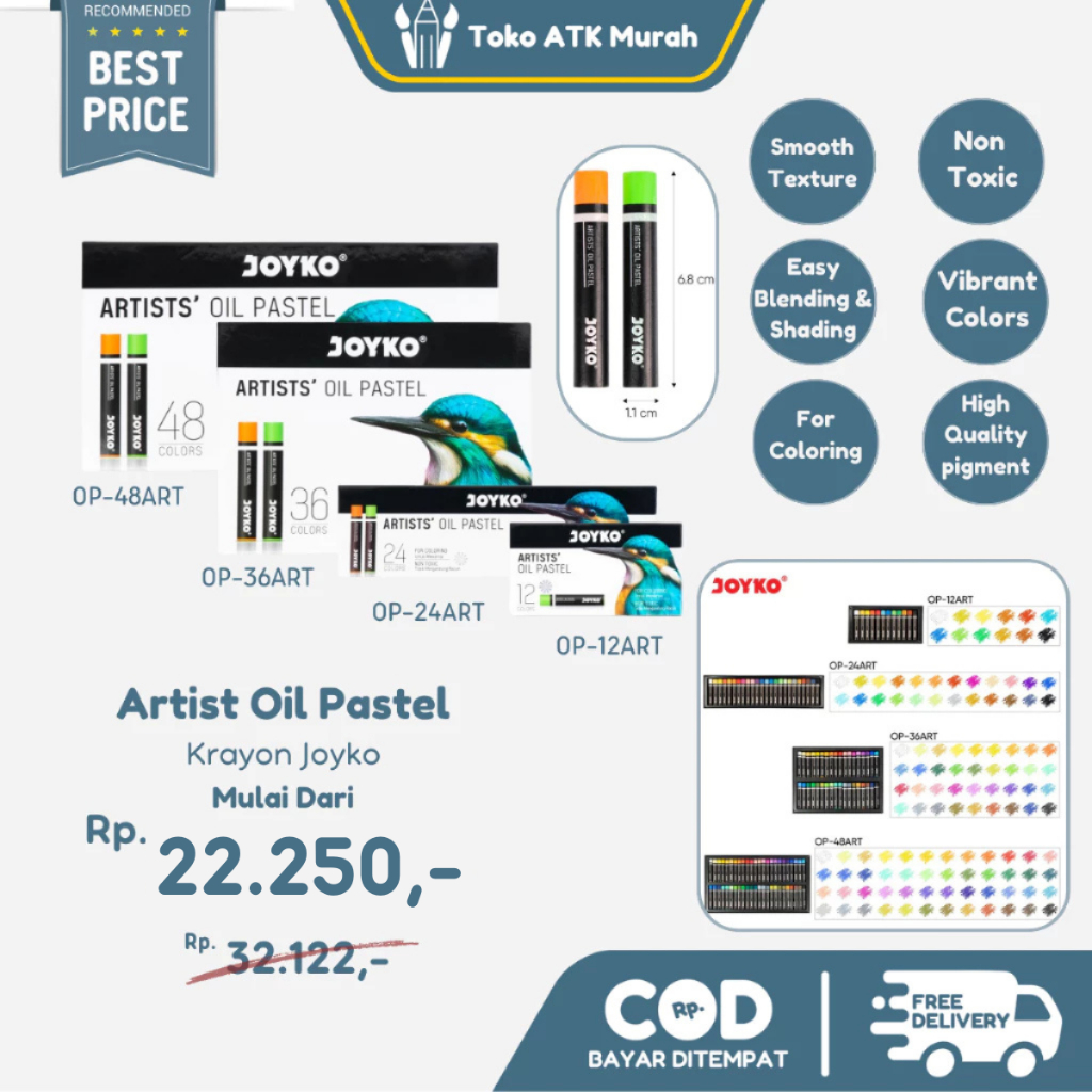 

Artists Oil Pastel Joyko OP-12ART 12 Warna / OP-24ART 24 Warna / OP-36ART 36 Warna / OP-48ART 48 Warna Krayon Crayon Minyak