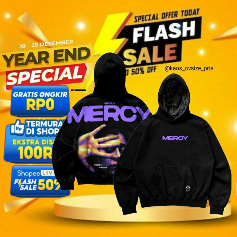 SWEATER HOODIE OVERSIZE MERCY BLACK • BTRWL • HOODIE OVERSIZE PRIA WANITA