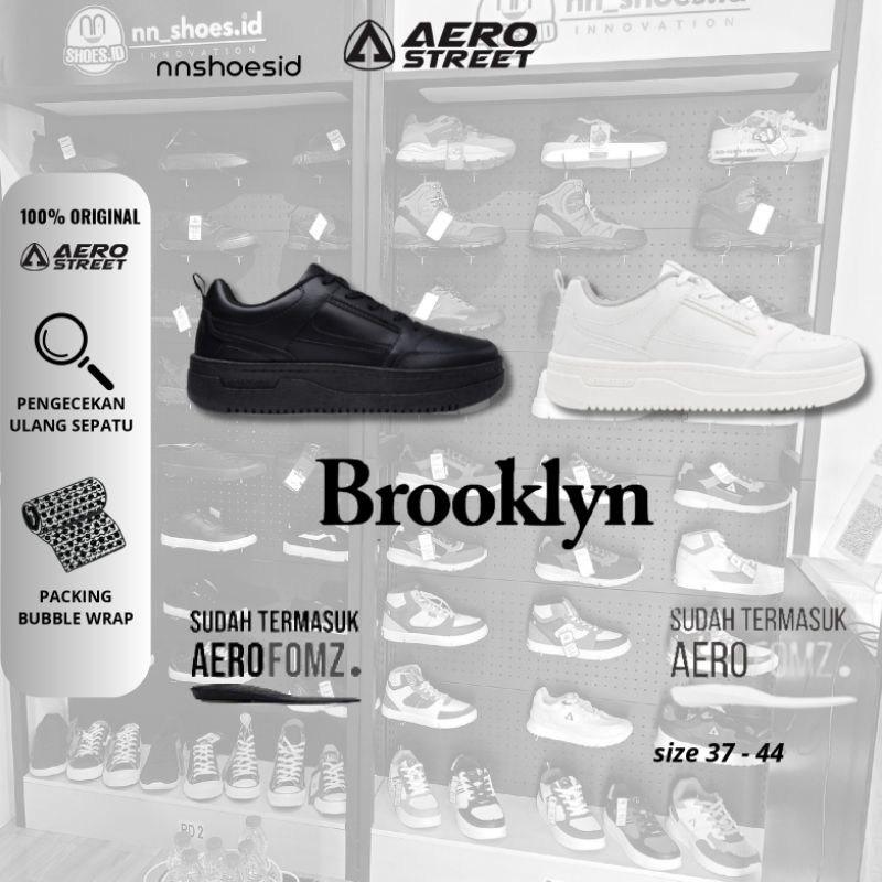 Aerostreet Brooklyn Hitam/Putih 37-44 Sepatu Sneakers