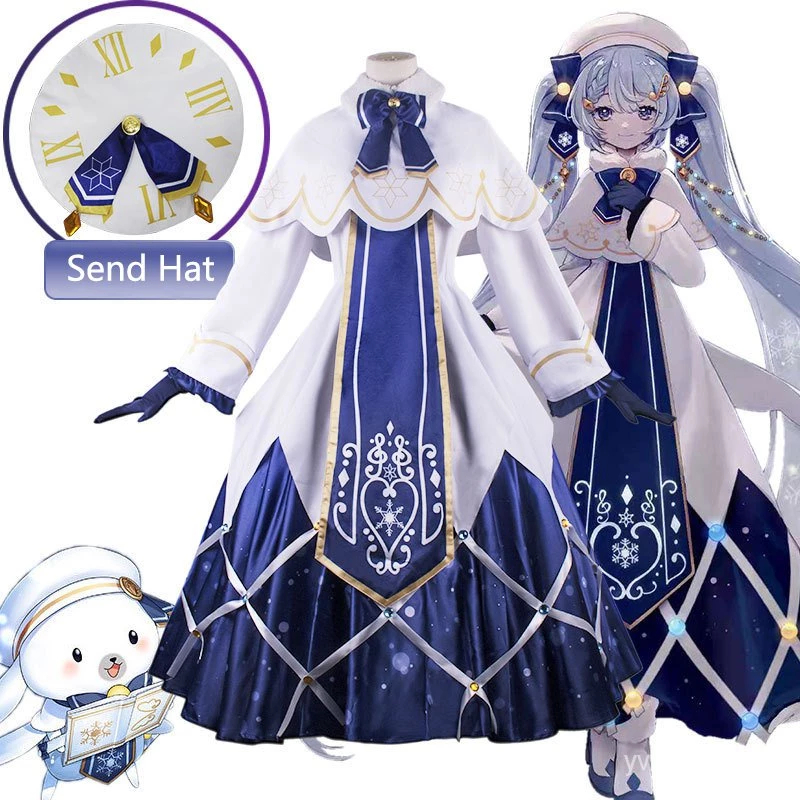 Snow Miku Cosplay Full Suit Virtual Singer VOCALOID Miku Wig Costume Lolita Dress Cos Props Performa