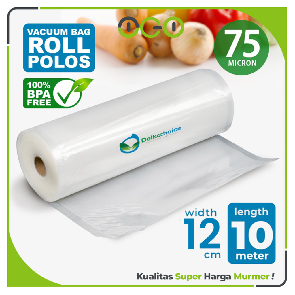 Vacuum POLOS ROLL 12cm x 10 meter Plastik Vakum Makanan Vacum Bag Sealer  - Delkochoice