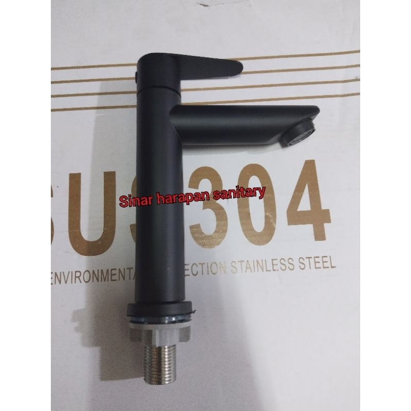 Kran wastafel hitam 18cm / kran wastafel hitam engkok / Kran wastafel tinggi black