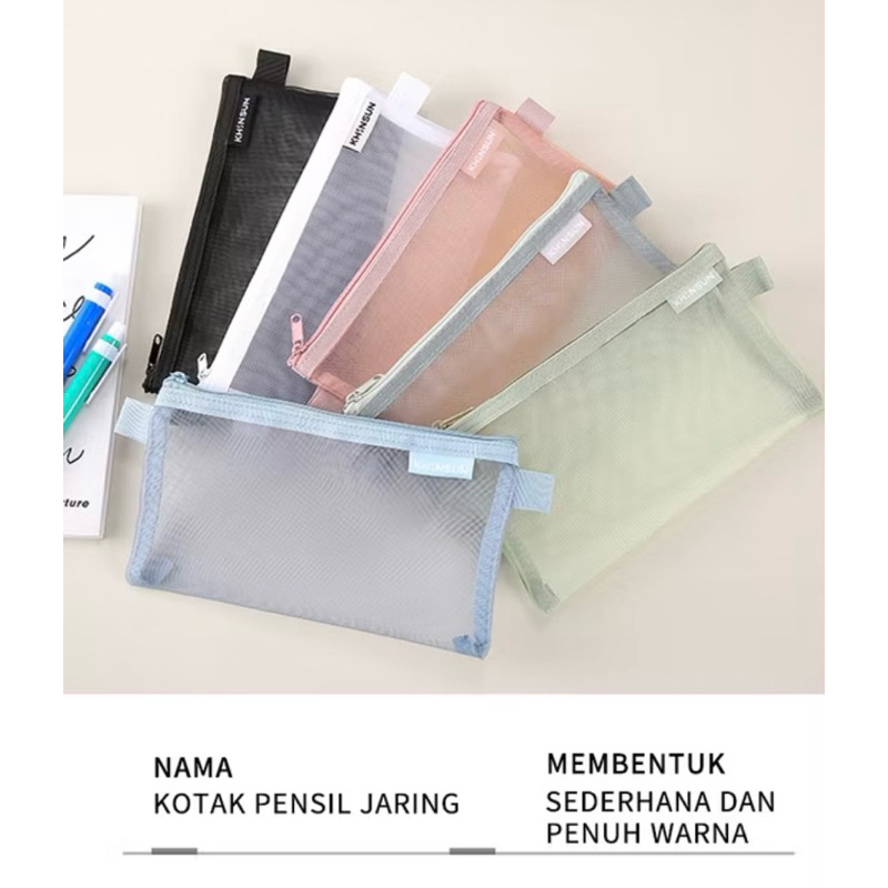 

Tas Penyimpanan Tas Pena Jaring Transparan Sederhana, Tas Pena Portabel untuk Ujian Siswa, Tas Alat Tulis