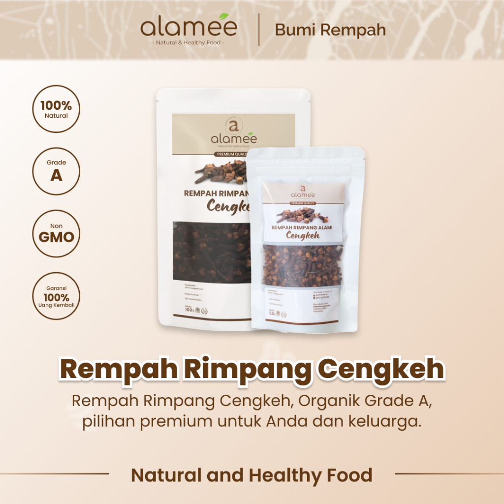 

ALAMEE Cengkeh Rempah Kering Organik Cloves Rimpang Organik Alami Bumbu Seasoning Masakan Masak 100g