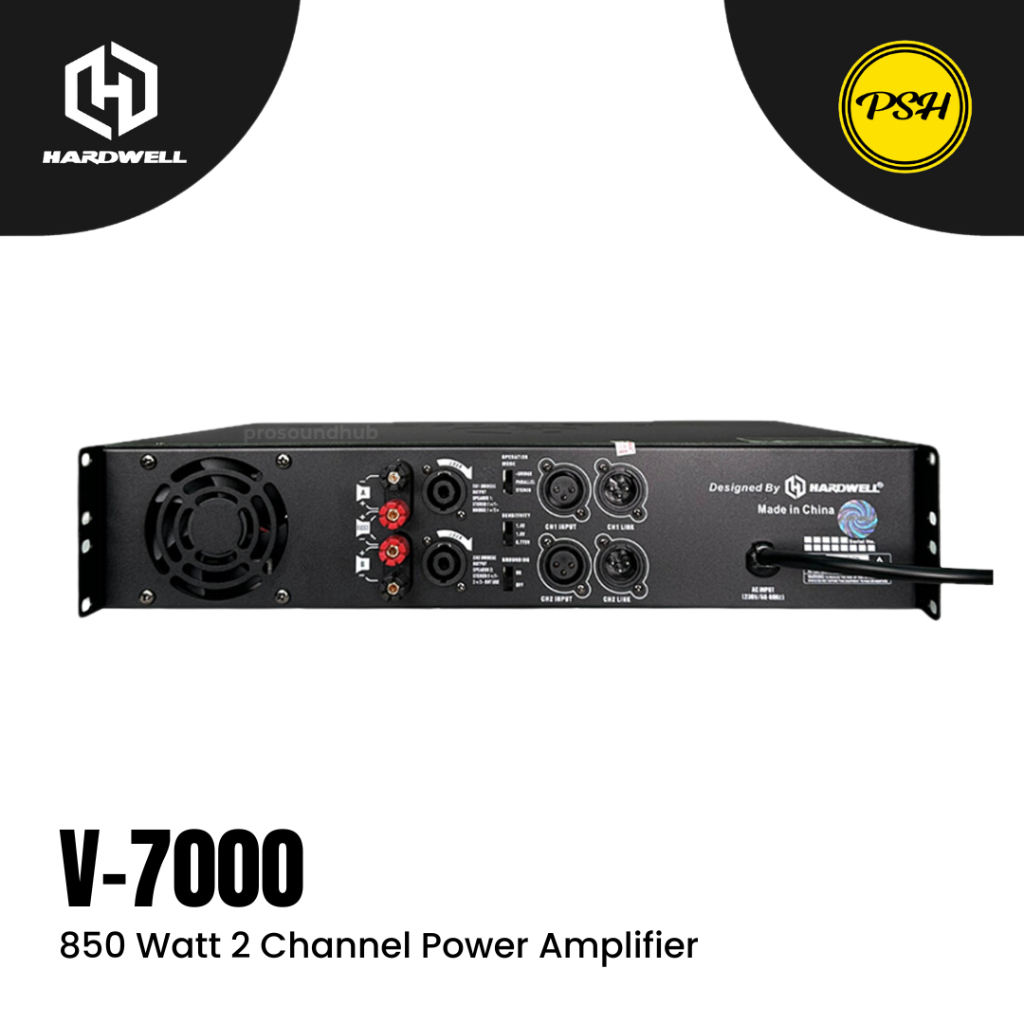 Hardwell V-7000 V7000 Power Amplifier Ampli 2 Channel 800 Watt Stereo Amplifier SpeakOn XLR