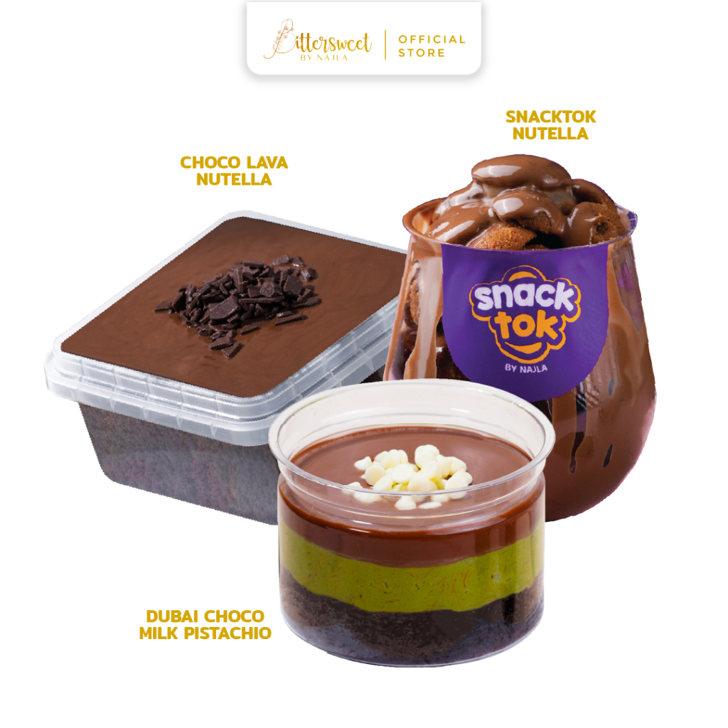 

Dubai Choco Milk Pistachio + Snacktok Full Cookies Nutella + Choco Lava Nutella