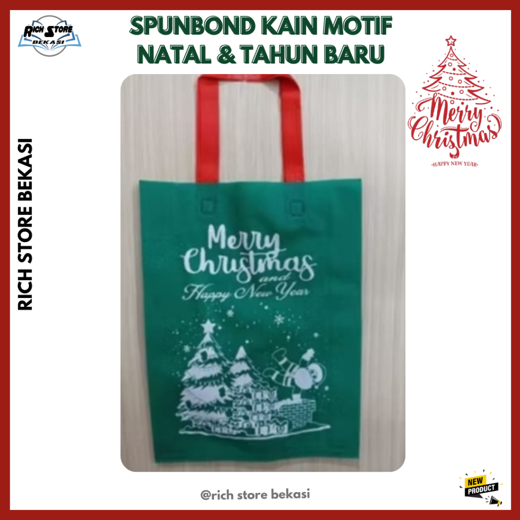 

TAS KAIN SPUNBOND/GOODIE BAG EDISI SPESIAL NATAL [HLS] UKURAN 25X35 CM - 30X40 CM TAS PEMBUNGKUS