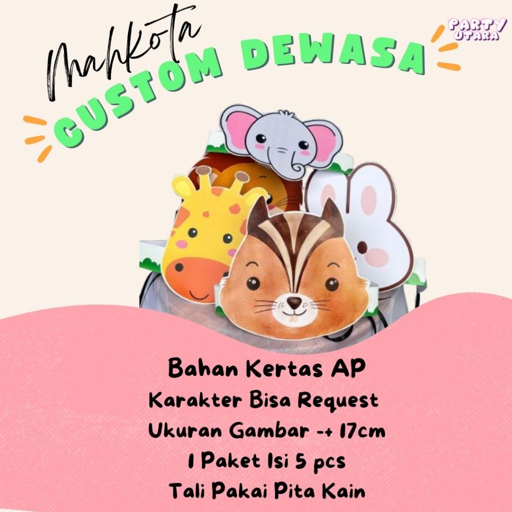 TOPI, MAHKOTA CUSTOM DEWASA ISI 5