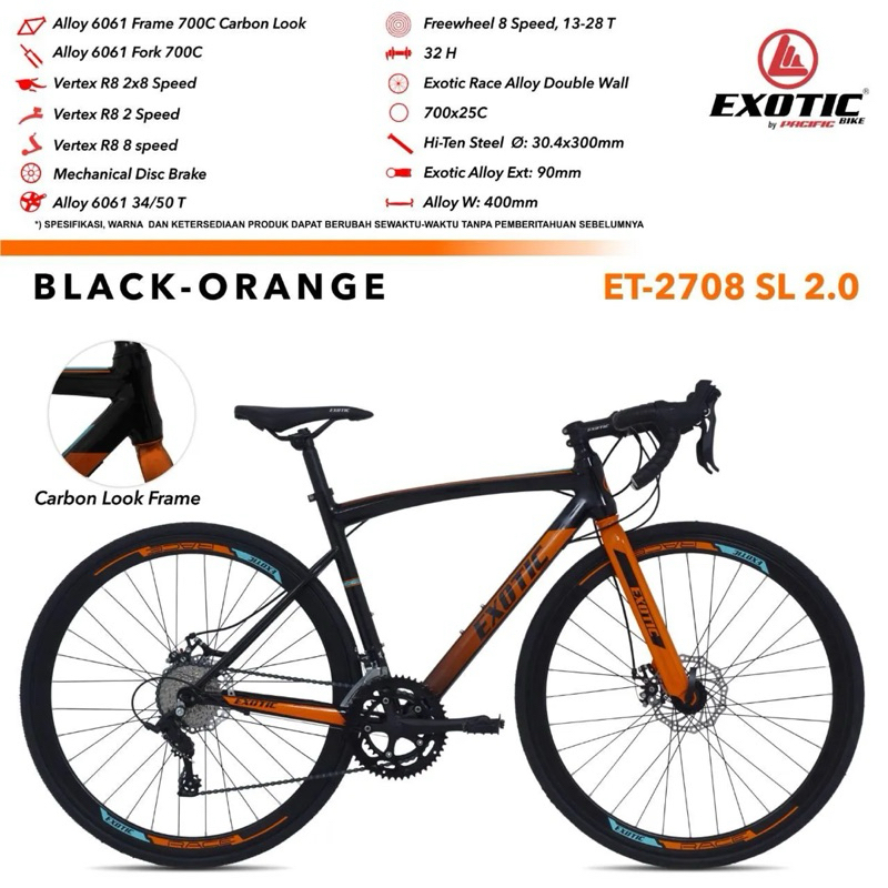 Sepeda Balap Roadbike 700c Alloy Exotic 2x8 Speed Discbrake