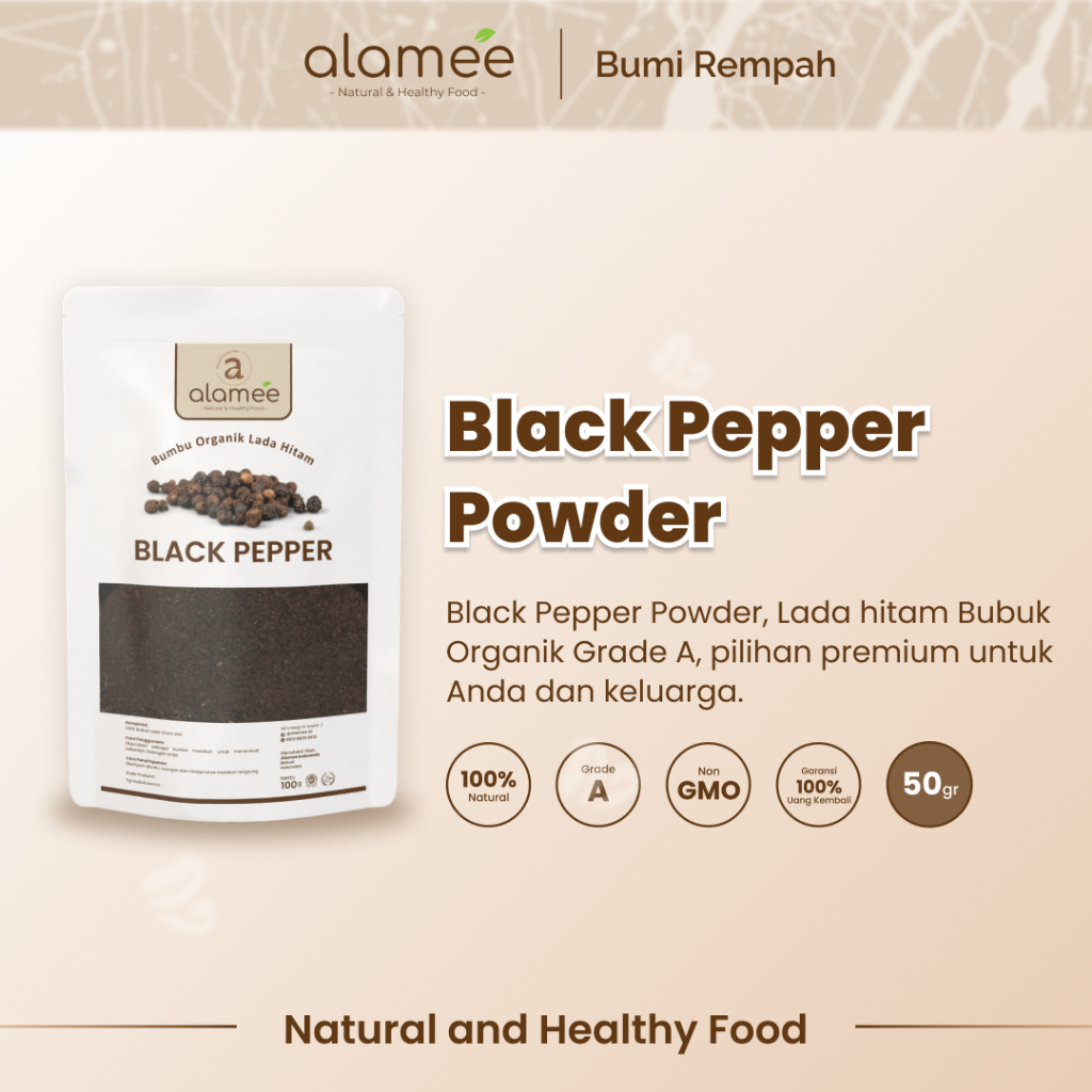 

ALAMEE Bubuk Lada Hitam Blackpepper Seasoning Powder Bubuk Black Pepper Bumbu Dapur Masak 50g