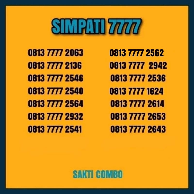 Nomor Cantik Simpati Kwarted 7777
