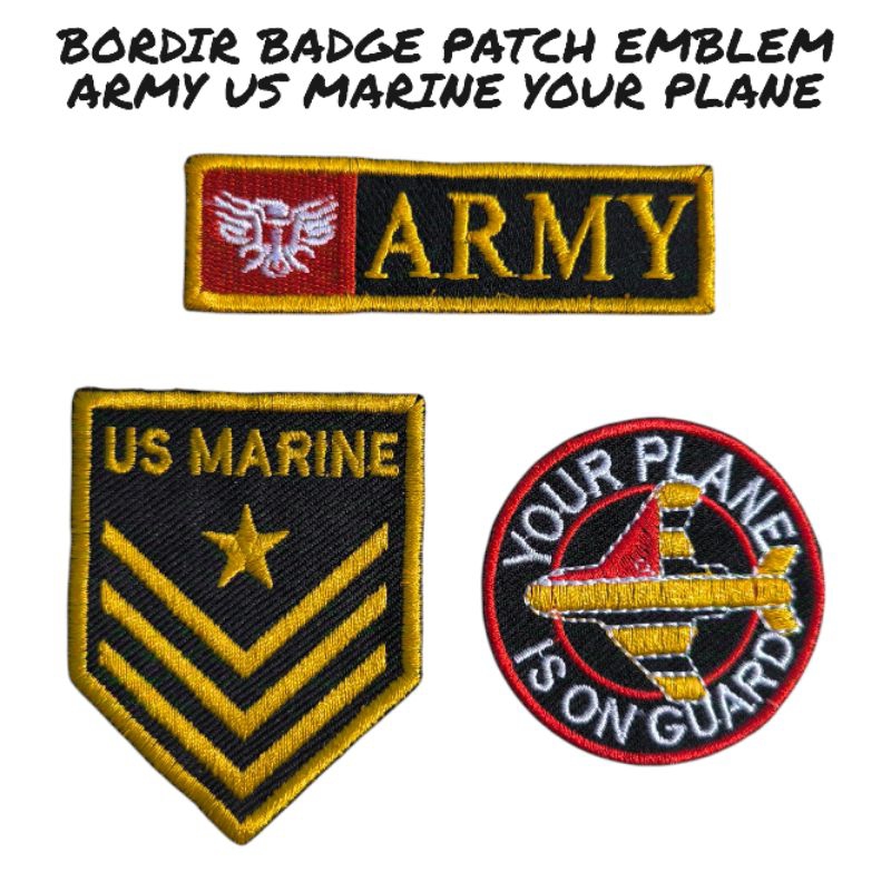 Bordir Badge Patch Emblem Army US Marine Your Plane