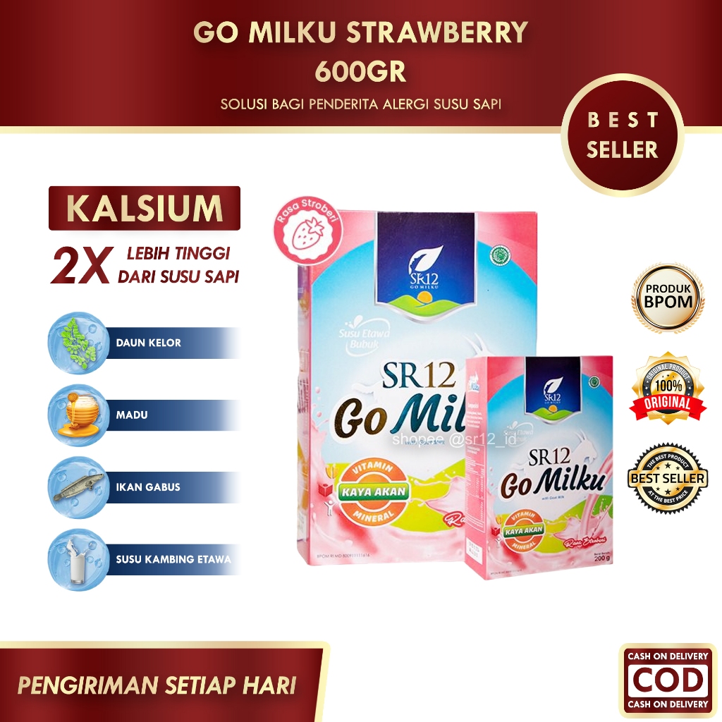 

GO MILKU STRAWBERRY 600GR SR12 / GOMILKU SR12 / SUSU KAMBING ETAWA SR12
