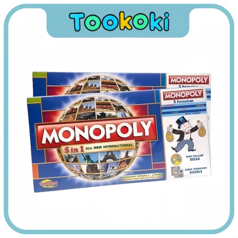 Monopoli 5 in 1 Internasional Monopoly Ludo Ular Tangga Catur Halma Permainan Board Game