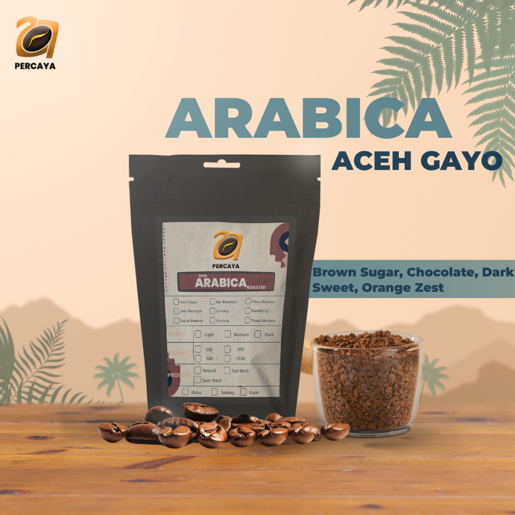 

PER-CA-YA Kopi -Roast Bean Kopi Arabika Aceh Gayo Medium - 200Gr