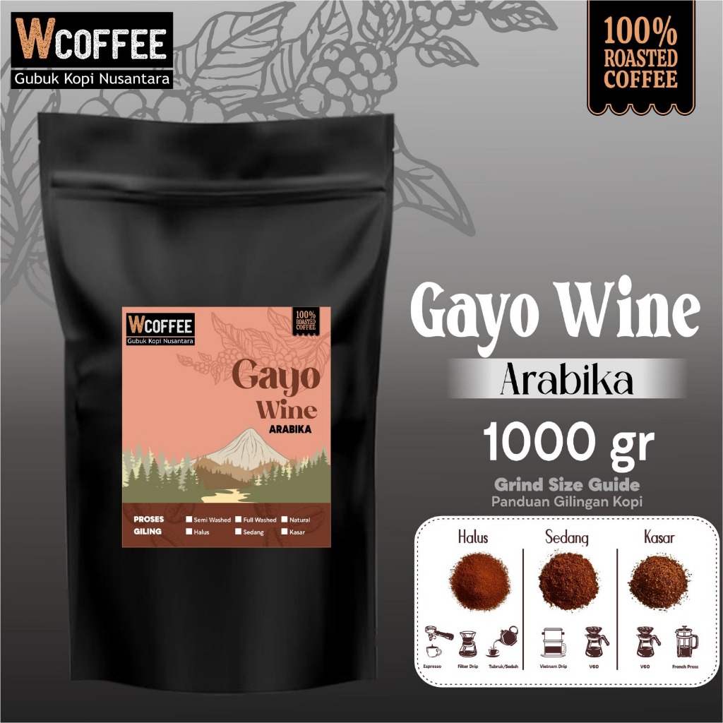 

Biji Kopi Bubuk Arabika Gayo Wine by wcoffee 1 kg - Kopi Bubuk