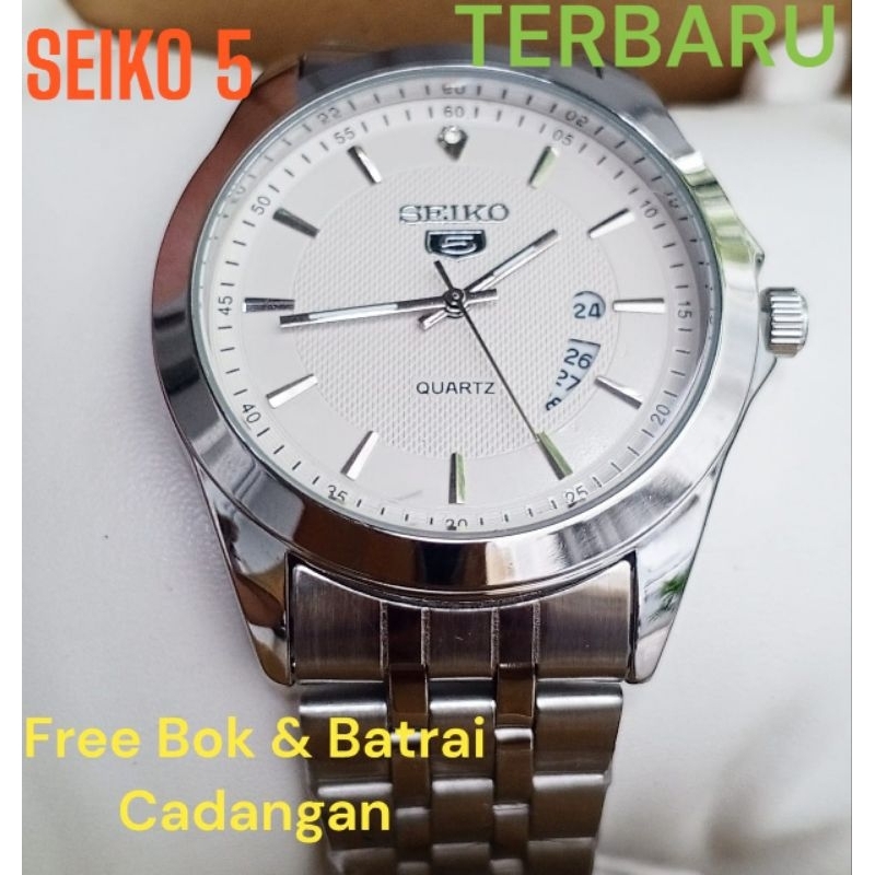 JAM TANGAN SEIKO 5 RANTAI PUTIH /JAM TANGAN PRIA TERLARIS