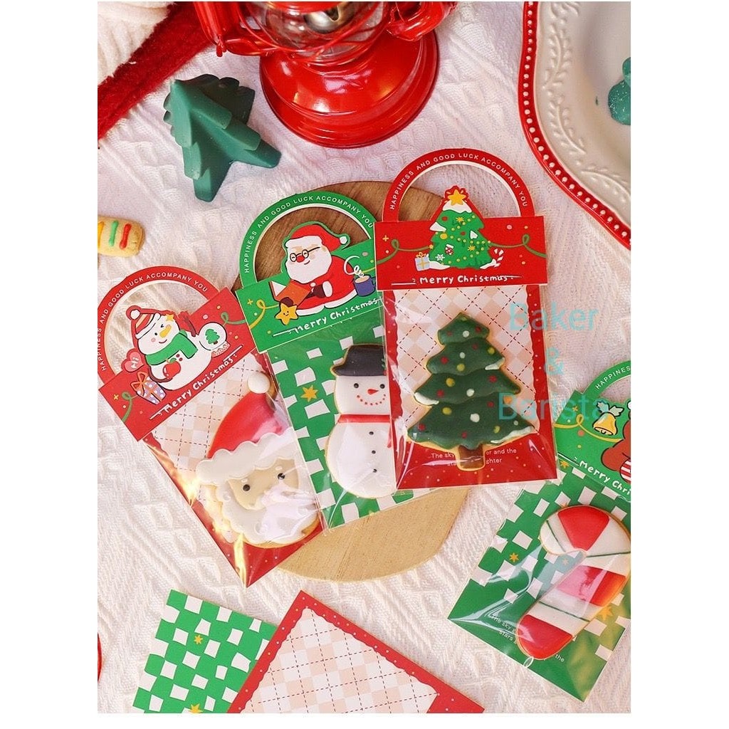 

Xmas Cookies Plastic Tag Set /5pcs christmas kotak cookies Candy Cake Hampers Gift natal Box lucu cute