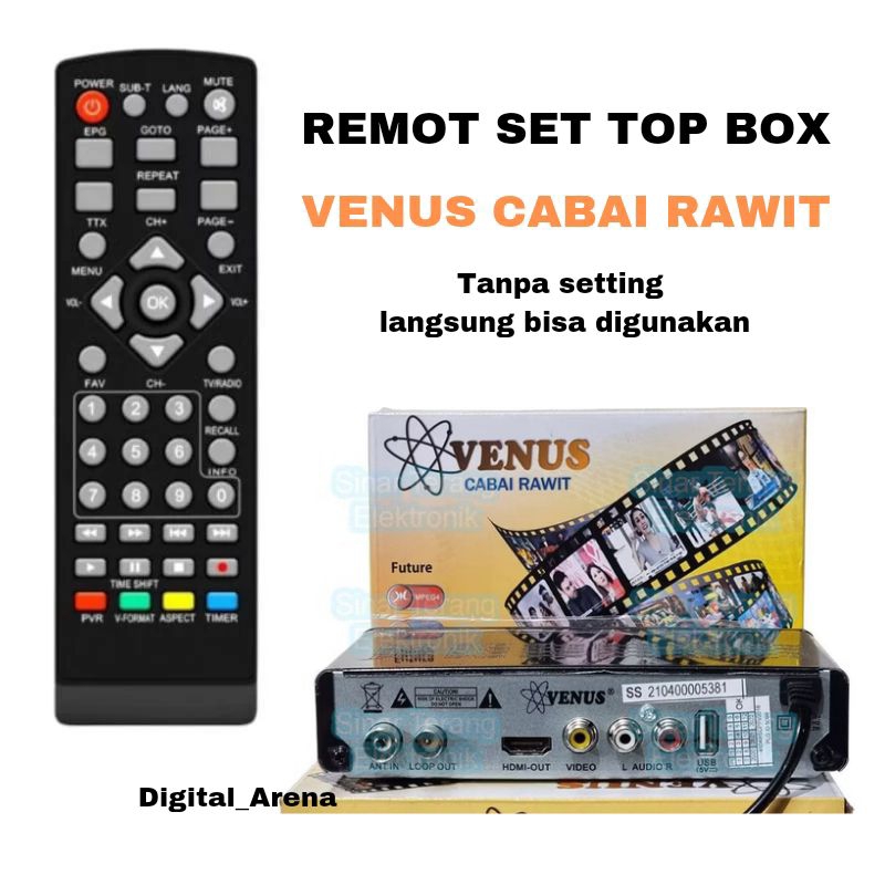 REMOTE SET TOP BOX VENUS CABAI RAWIT ( MODEL LAMA)