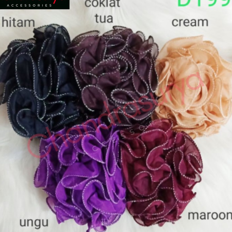 KF7 chandrasurya Jepit Cepol Rambut Hijab SALON BUNGA GLITTER JUMBO Mawar Cantik Jilbab Aksesoris Wa