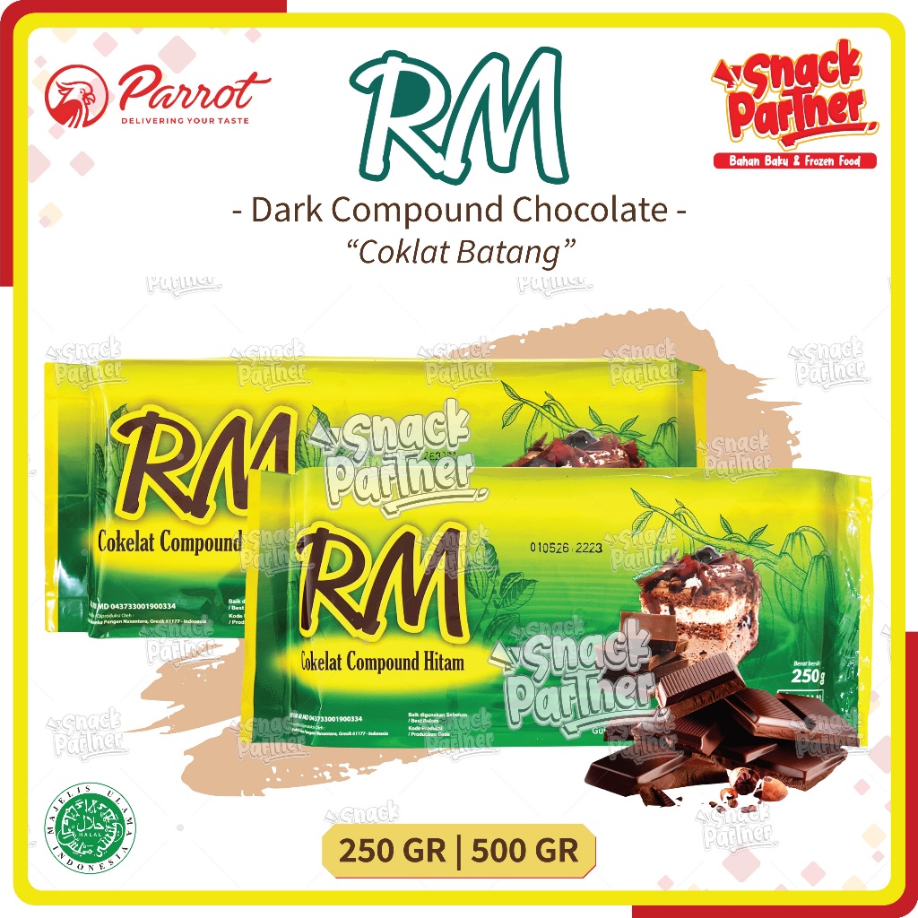 

RM Dark Chocolate Compound 250 / 500 GR by Parrot - Coklat Choco Batang Leleh Hitam DCC - Banjarmasin 250GR 2500GR