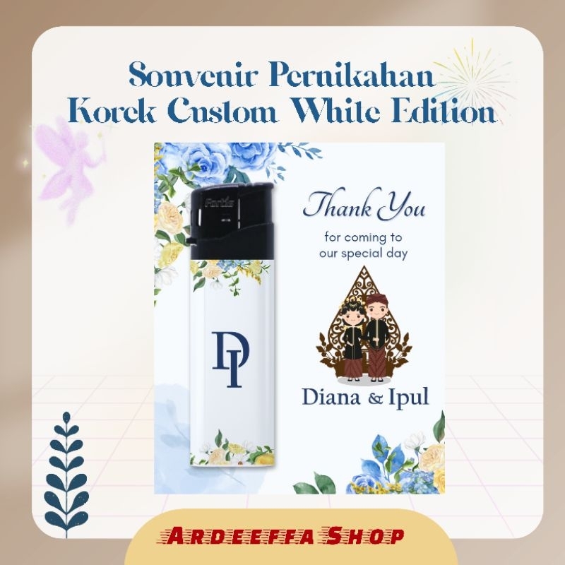 Souvenir Pernikahan - Korek Custom White Edition