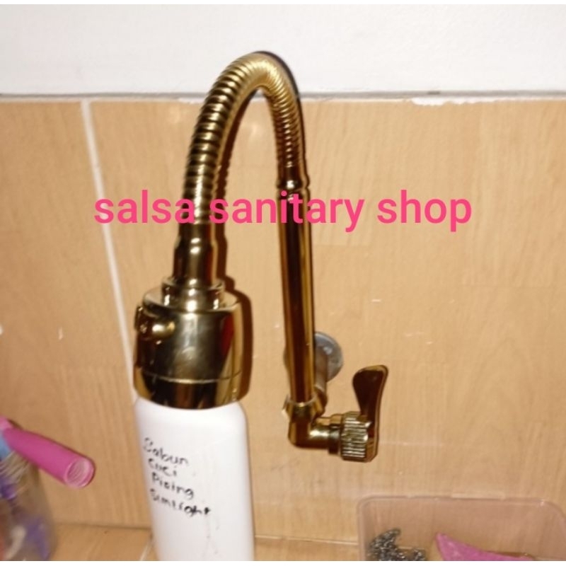 Kran sink flexible kuningan/Kran sink flexible gold