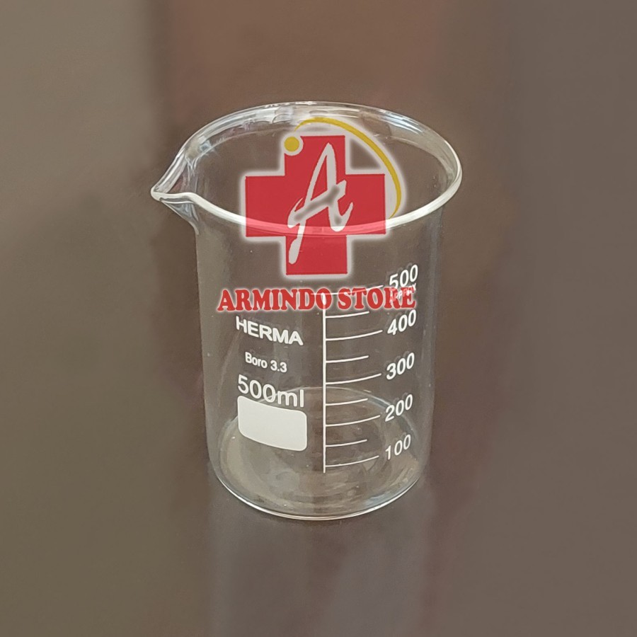 Beaker Glass HERMA 500ml | Gelas Kimia 500ml