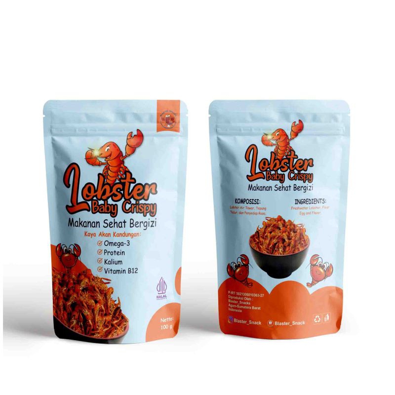 

snack cemilan lobster air tawar crispy kemasan 100g