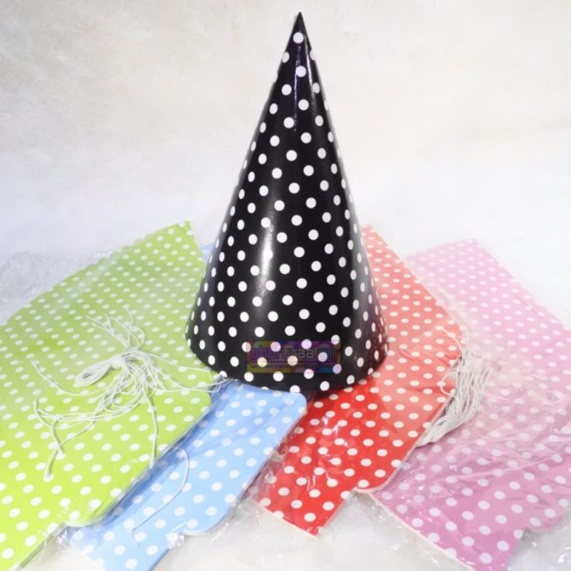 Topi kerucut polkadot ulang tahun / topi ulang tahun