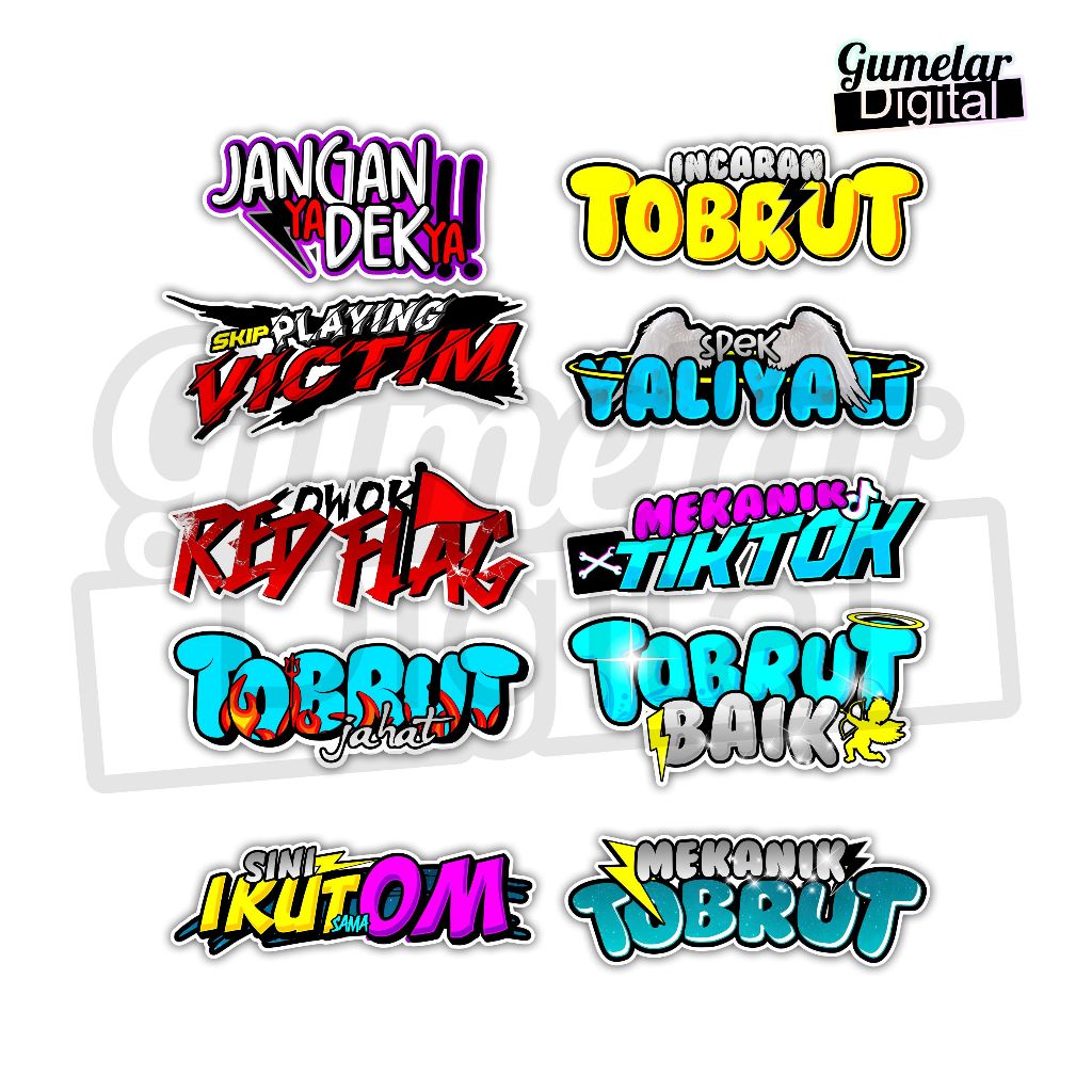 

STIKER PACK TOBRUT MEKANIK TOBRUT COWOK RED FLAG ISI 10 PCS