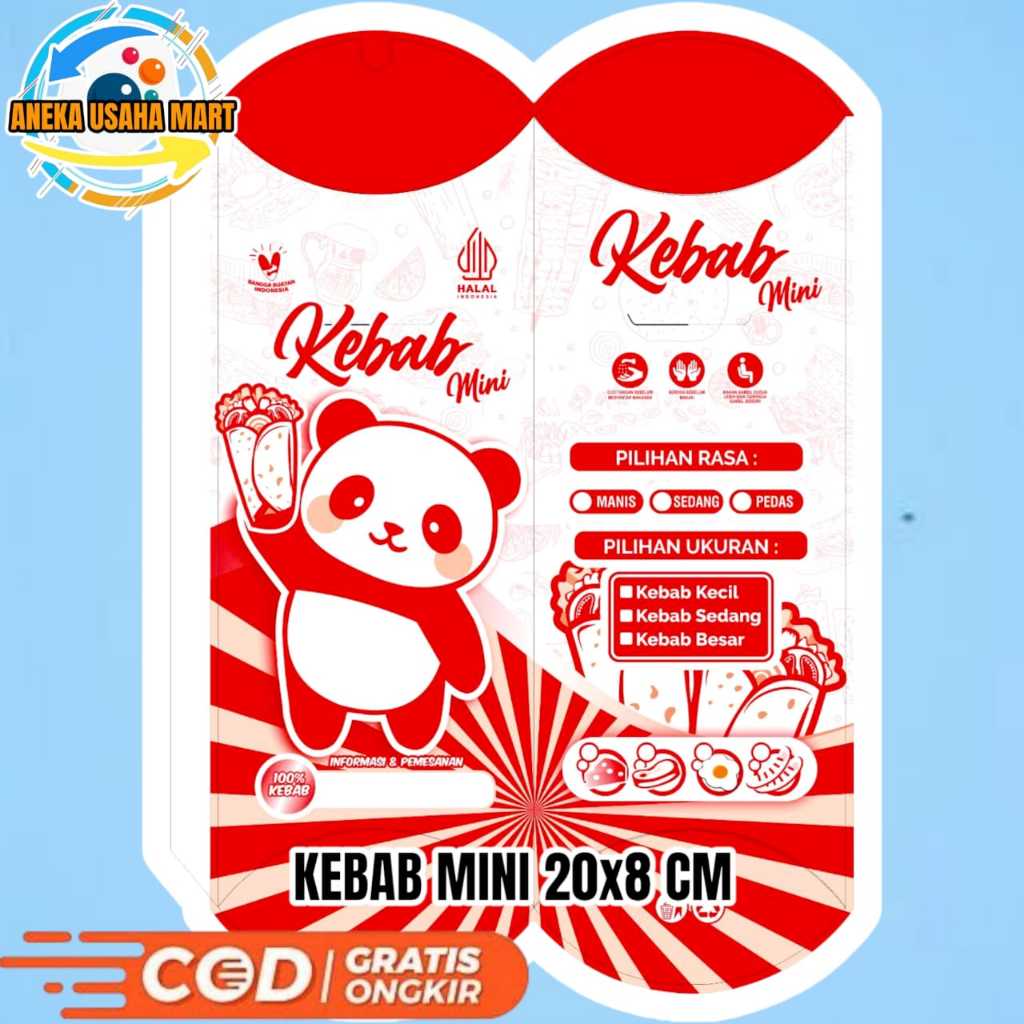 

100 Pcs Bungkus Kebab Mini Ukuran Kecil 20x8 CM - Kemasan Kebab Dus Kebab