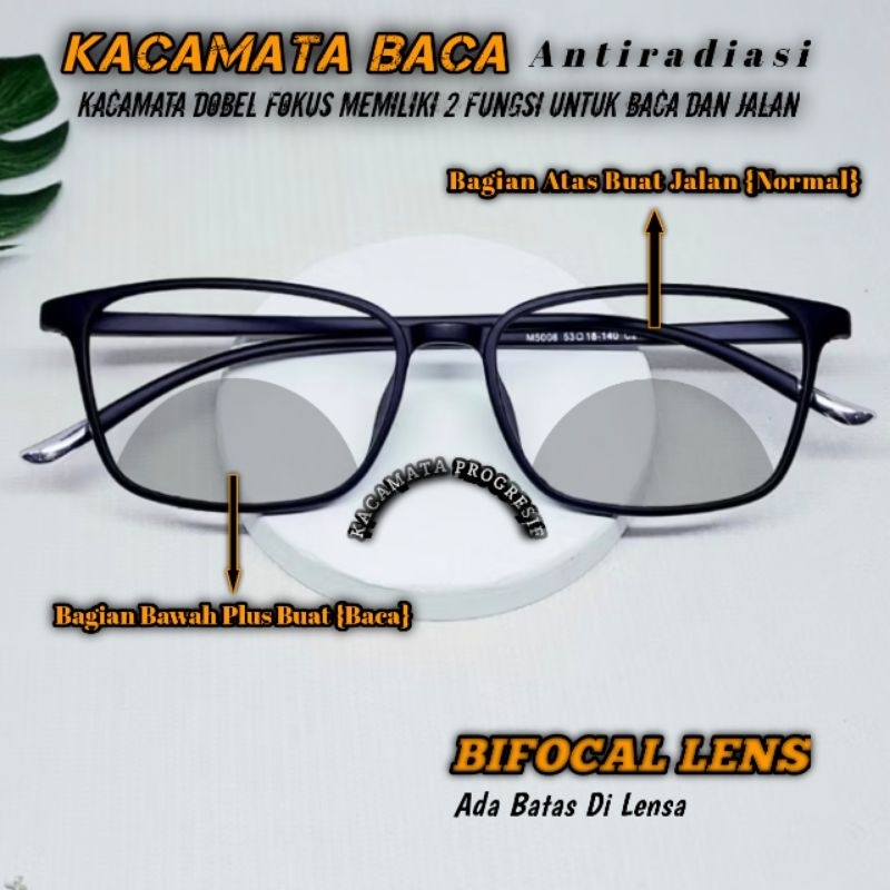 Kacamata Baca Dobel Fokus Antiradiasi 5008 Wanita | Kacamata Baca Jarak Jauh Dan Dekat | Kacamata Ba