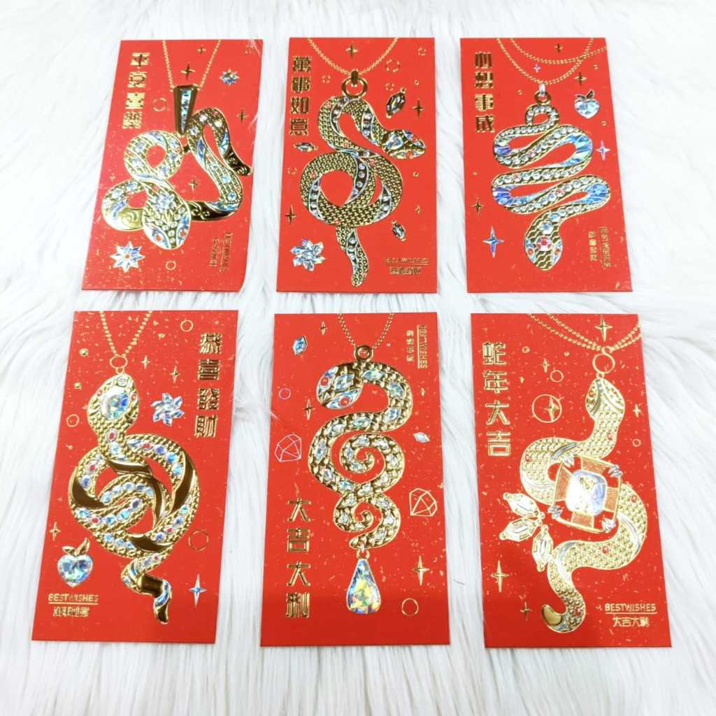 

Angpao Imlek Shio Ular 4148 Isi 6 Pcs Bahan Artpaper Dove Holo Ukuran Besar Import