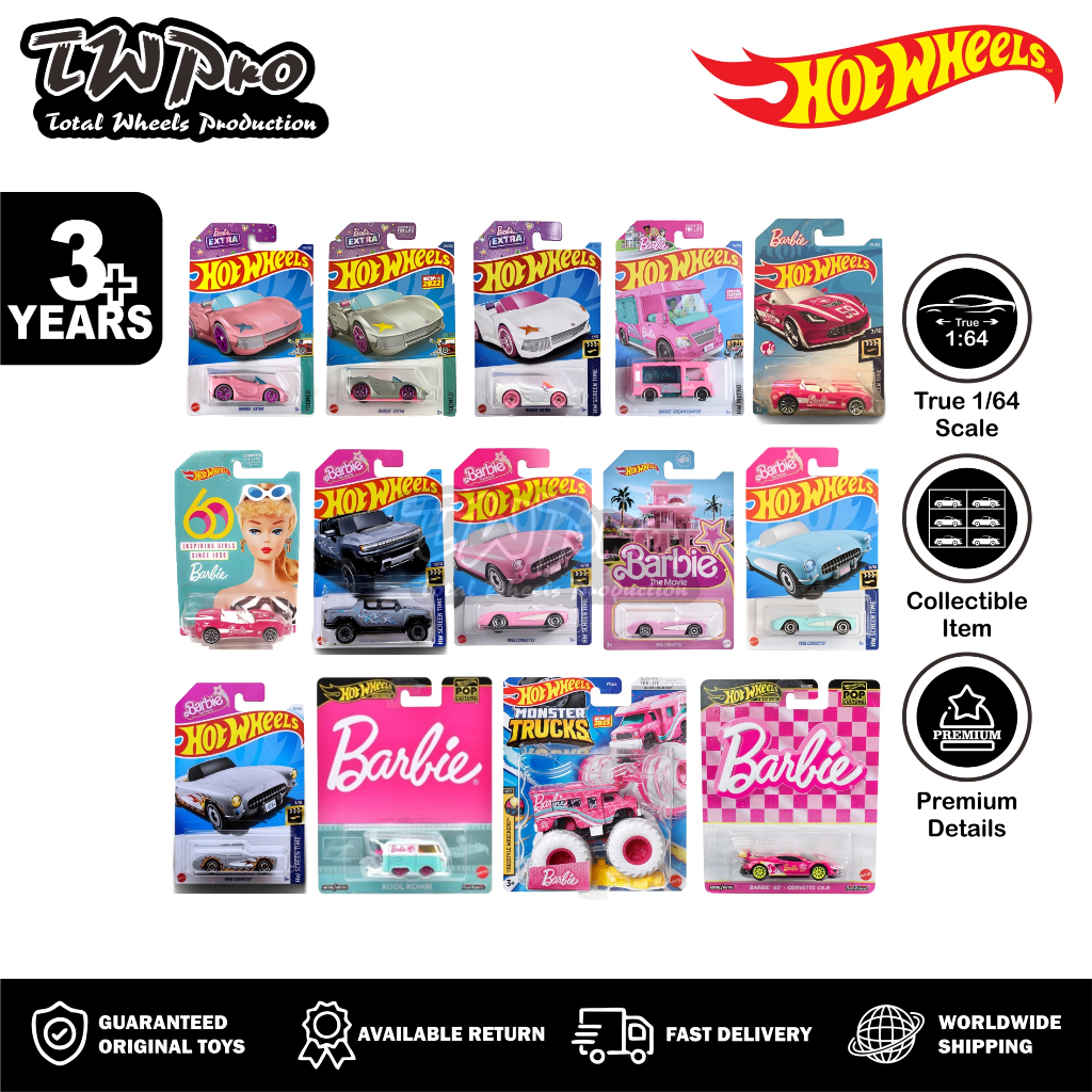 HOT WHEELS BARBIE  - BARBIE EXTRA PINK - BARBIE EXTRA SILVER - BARBIE EXTRA WHITE - BARBIE DREAM CAM