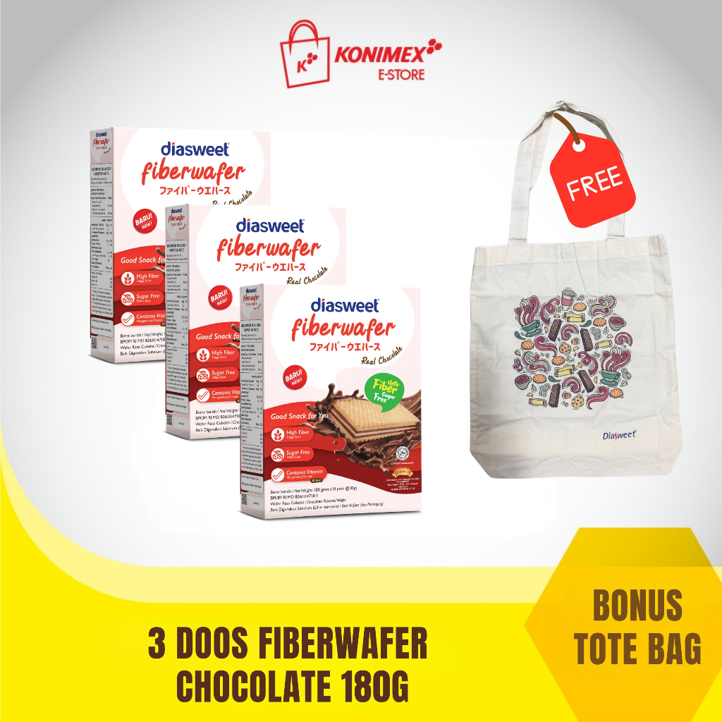 

Diasweet Fiberwafer Chocolate 180G bonus Totebag