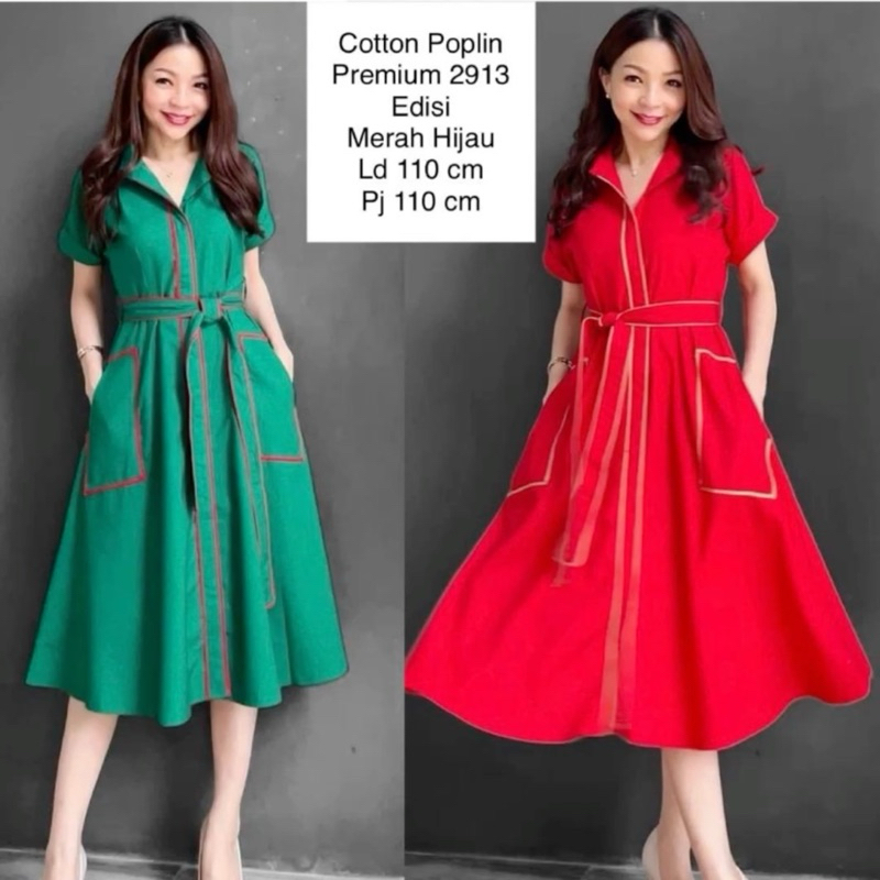 Dress Natal Tali Pinggang | Dress Natal Wanita Model Payung