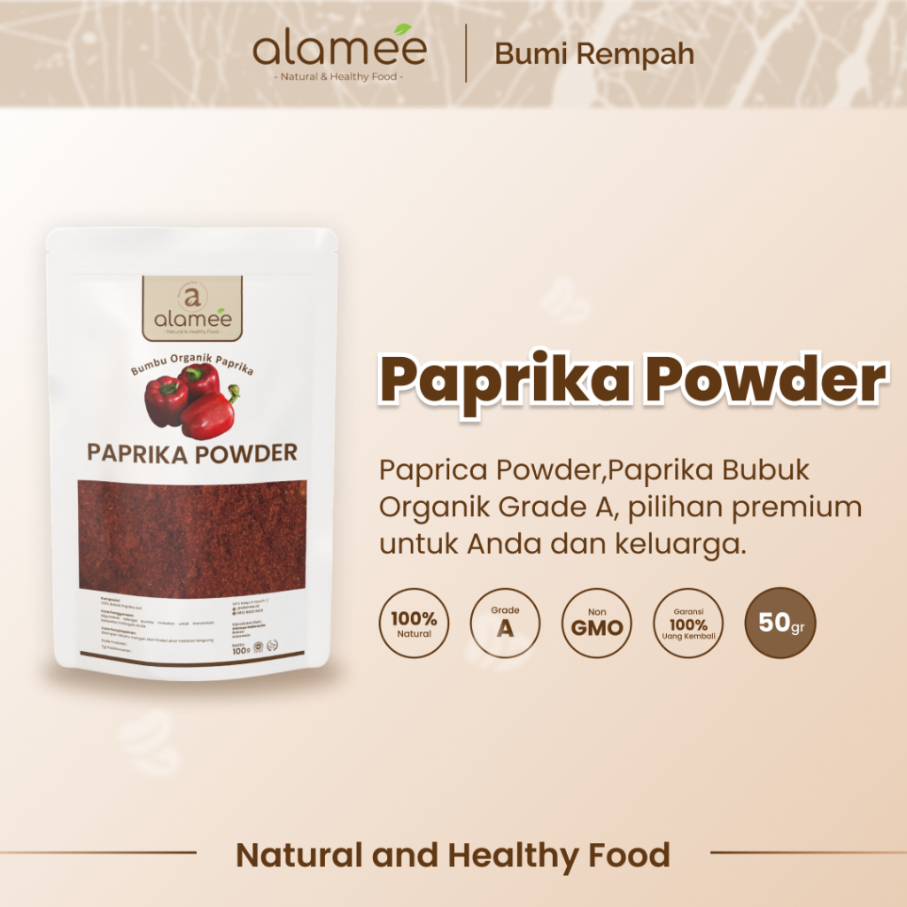 

ALAMEE Paprika Bubuk Seasoning Powder Ground Bumbu Dapur Instan Organik Murni Tanpa Campuran 50g