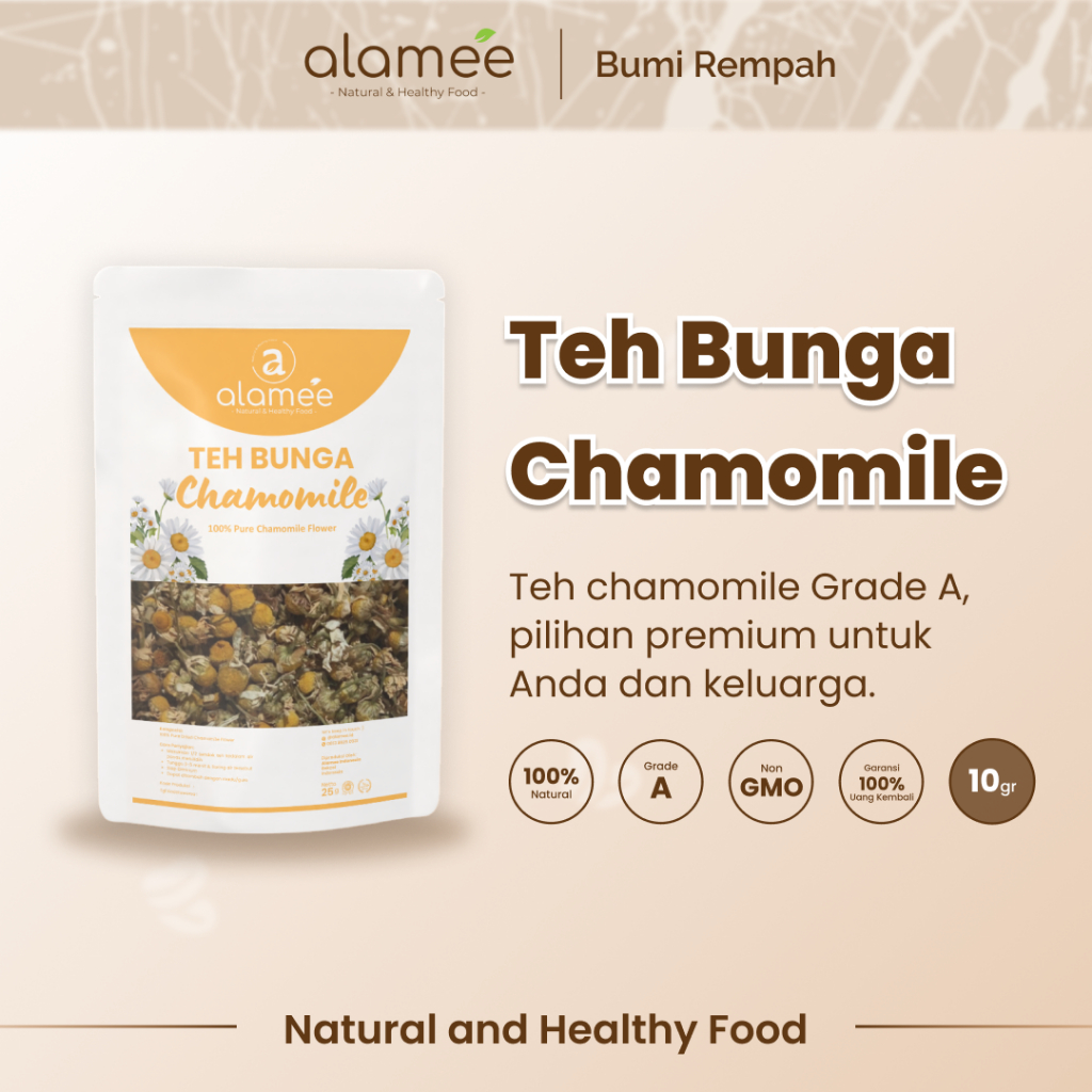 

ALAMEE Chamomile Tea Teh Bunga Camomile Flower Bunga Kamomile Dried Flower Organik Siap Minum 10gr