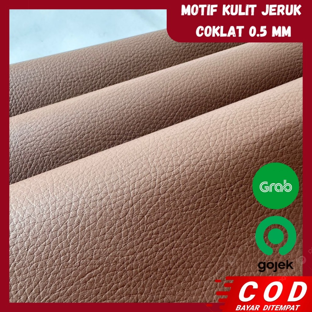 Kulit Jeruk Cokelat Ukuran 48 x 90 cm KETEBALAN 0.5 mm Jok Motor Sofa PU Lembaran Premium SB TECH Mu