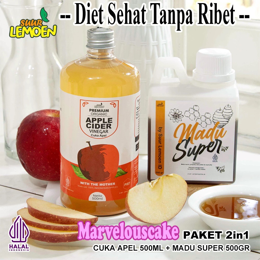 

Paket Bundling Diet Sehat - Cuka Apel 500 ml dan Madu Hutan Super 500 gr Asli by Suur Lemoen ID