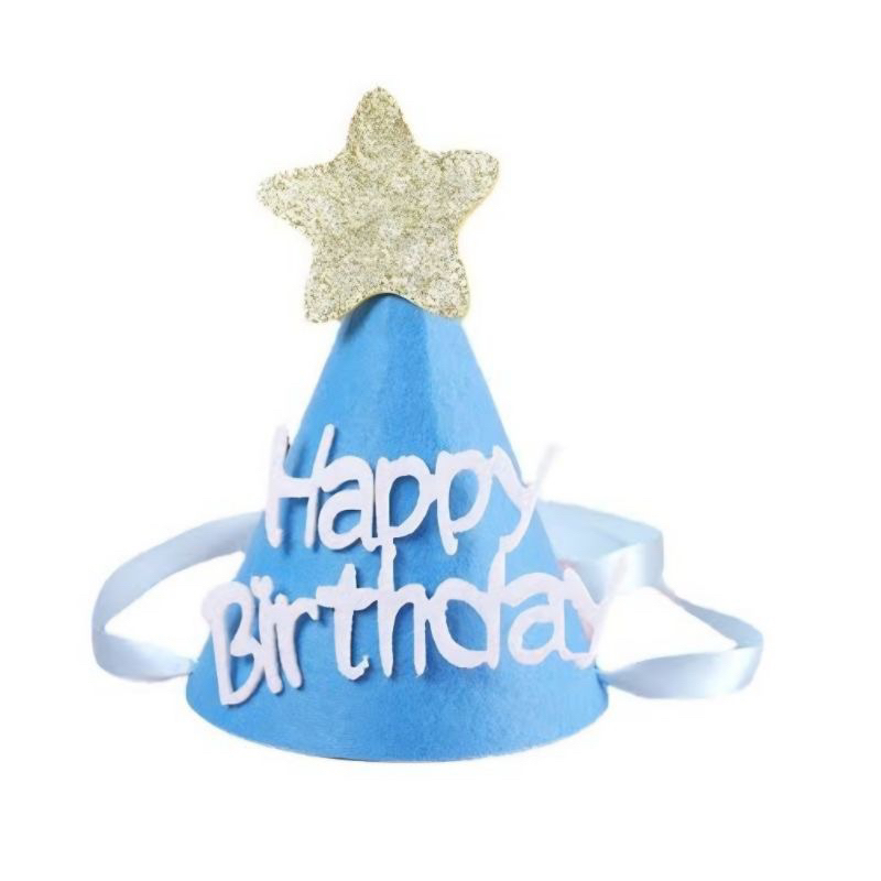 Topi pesta ulang tahun kerucut mini anak bahan kain flanel felt party happy birthday hat hiasan kepa